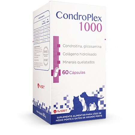 Suplemento Condroplex 1000 Para Cães e Gatos - 60 Cápsulas