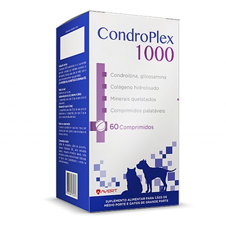 Suplemento Condroplex 1000 Para Cães e Gatos - 60 Comprimidos
