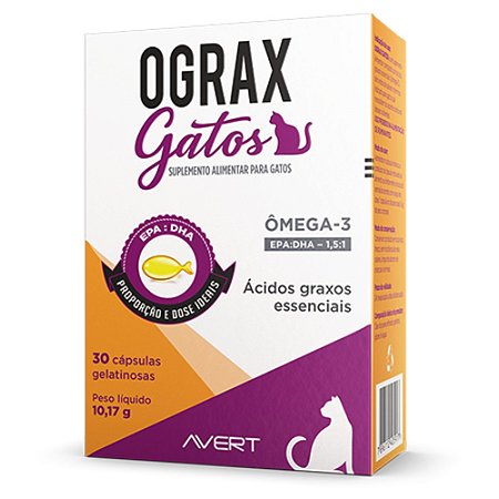 Suplemento Ograx Para Gatos - 30 Cápsulas