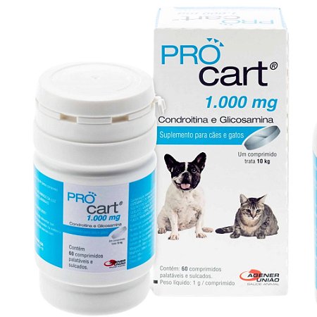 Suplemento Pro Cart 1000 mg Para Cães e Gatos - 60 Comprimidos