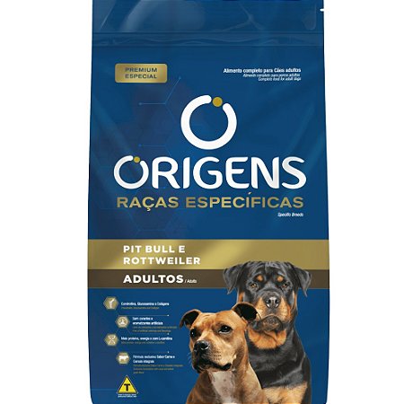 Ração Origens Pit Bull e Rottweiler Para Cães Adultos - 15 Kg