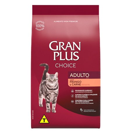 Ração Granplus Choice Para Gatos Adultos Sabor Frango e Carne - 10.1 Kg