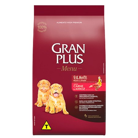 Ração Granplus Menu Para Cães Filhotes Médio e Grande Sabor Carne e Arroz