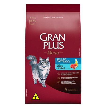 Ração Granplus Para Gatos Adultos Castrados Sabor Atum e Arroz
