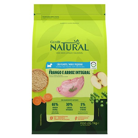 Ração Guabi Natural Para Cães Filhotes Porte Mini e Pequeno Sabor Frango e Arroz Integral