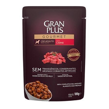 Sachê Granplus Gourmet Para Cães Adultos Sabor Carne - 100 g