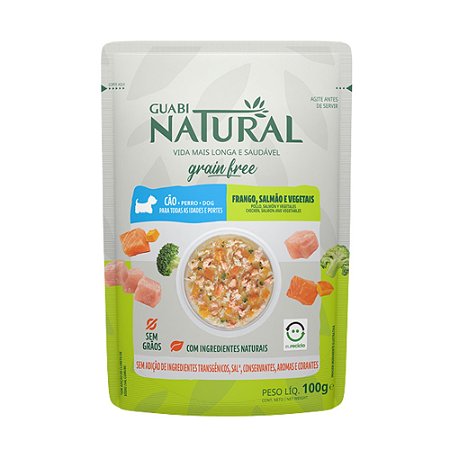Sachê Guabi Natural Grain Free Sachê Para Cães Adultos Sabor Frango, Salmão e Vegetais - 100 g