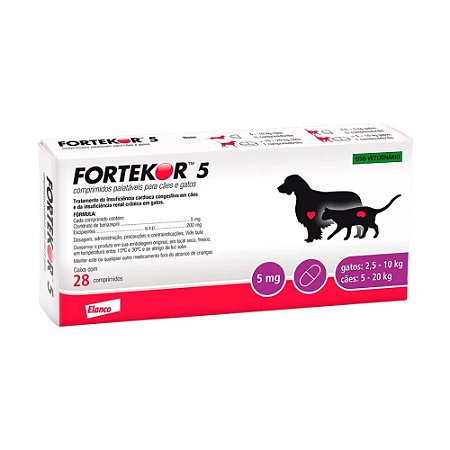Fortekor Flavour 5 mg Para Cães e Gatos - 28 Comprimidos