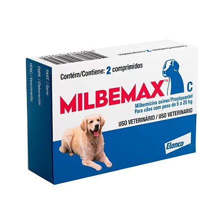 Milbemax Para Cães de 5 a 25 Kg - 2 Comprimidos