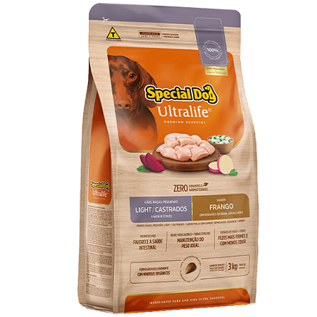 Ração Manfrim Special Dog Ultralife Light e Castrados Para Cães Adultos Raças Pequenas Sabor Frango
