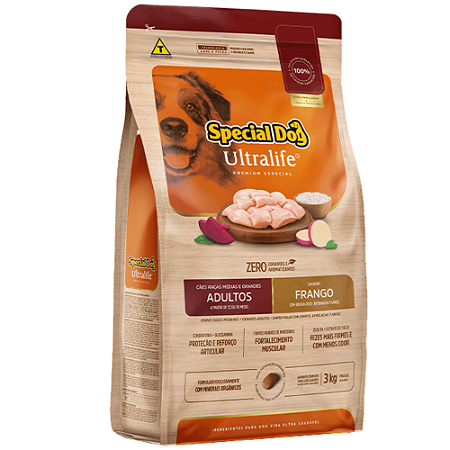 Ração Manfrim Special Dog Ultralife Para Cães Adultos Raças Médias e Grandes Sabor Frango