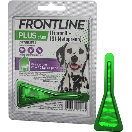 Antipulgas e Carrapatos Frontline Plus Para Cães de 20 a 40 Kg - 1 Pipeta