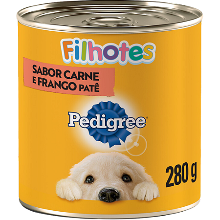 Lata Pedigree Para Cães Filhotes Sabor Carne e Frango Patê - 280 g