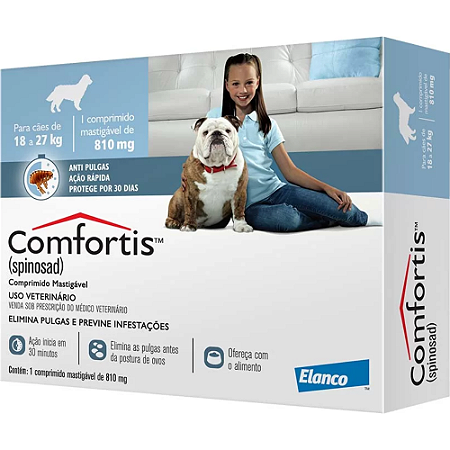 Antipulgas Comfortis 810 mg Para Cães de 18 a 27 Kg - 1 Comprimido