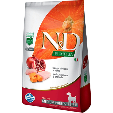 Ração Farmina N&D Pumpkin Adult Medium Para Cães Adultos de Porte Médio Sabor Frango e Romã