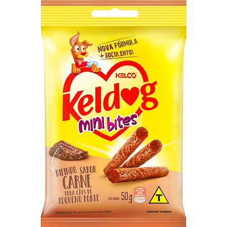 Bifinho Keldog Mini Bits Para Cães Pequeno Porte Sabor Carne - 50 g