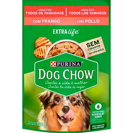 Sachê Dog Chow Para Cães Adultos de Todos os Portes Sabor Frango - 100 g
