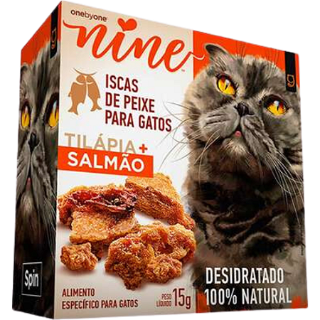 Mini Snack Spin Nine Para Gatos Sabor Tilápia e Salmão - 15 g