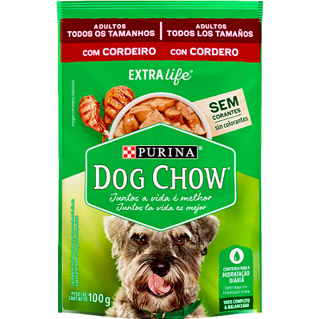 Sachê Dog Chow Para Cães Adultos de Todos os Portes Sabor Cordeiro - 100 g