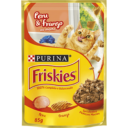 Sachê Friskies Para Gatos Adultos Sabor Peru e Frango ao Molho - 85 g