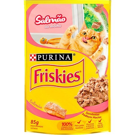 Sachê Friskies Para Gatos Adultos Sabor Salmão ao Molho - 85 g