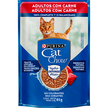 Sachê Cat Chow Para Gatos Adultos Sabor Carne - 85 g