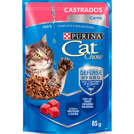 Sachê Cat Chow Para Gatos Adultos Castrados Sabor Carne - 85 g