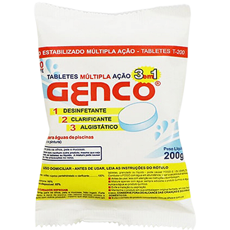 Tabletes Genco Múltipla Ação 3 em 1 Para Piscinas - 200 g