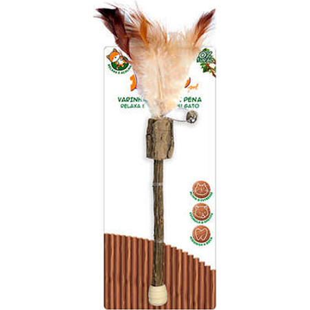 Brinquedo Jambo Pet Varinha Matatabi com Pena Para Gatos