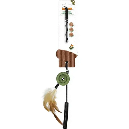 Brinquedo Jambo Pet Vara Roda Catnip com Pena Para Gatos