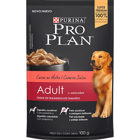 Sachê Pro Plan Adult Para Cães Adultos de Todos os Portes Sabor Carne ao Molho - 100 g