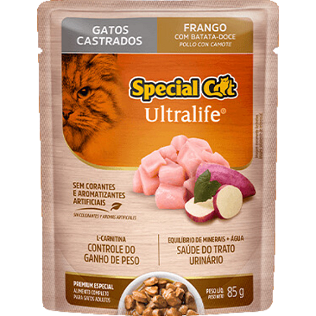 Sachê Special Cat Ultralife Para Gatos Adultos Castrados Sabor Frango com Batata Doce - 85 g