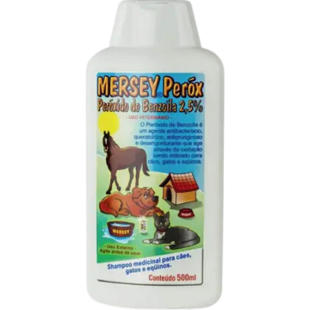 Shampoo Mersey Peróx Para Cães, Gatos e Equinos - 500 ml
