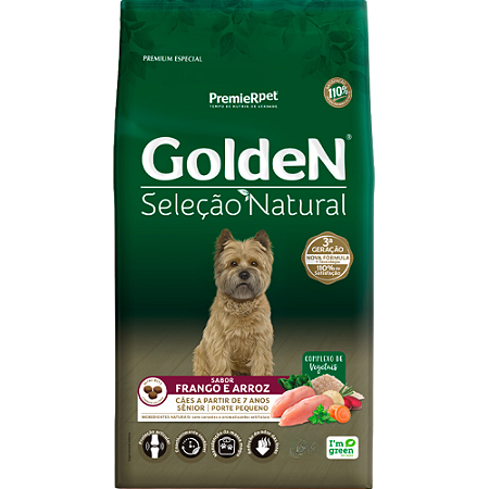 Ração Golden Seleção Natural Sênior Para Cães Adultos de Porte Pequeno Sabor Frango e Arroz