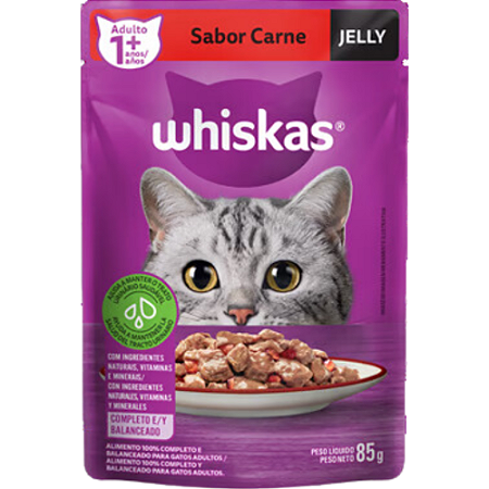 Sachê Whiskas Para Gatos Adultos Sabor Carne Jelly - 85 g