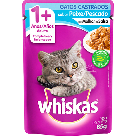 Sachê Whiskas Para Gatos Adultos Castrados Sabor Peixe / Pescado - 85 g