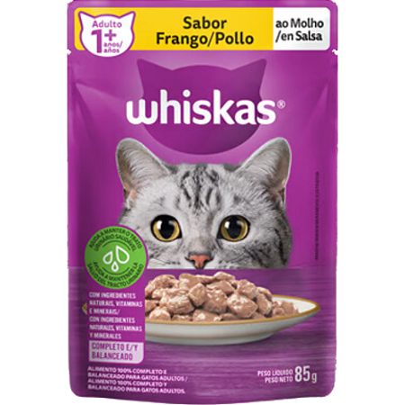 Sachê Whiskas Para Gatos Adultos Sabor Frango ao Molho - 85 g