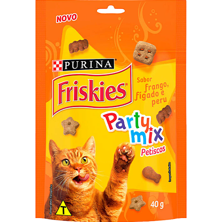 Petisco Friskies Party Mix Para Gatos Sabor Frango, Fígado e Peru - 40 g