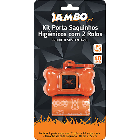 Kit Porta Saquinhos Friend - Laranja - Com 2 Rolos de Saquinhos