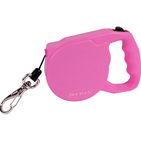 Guia Retrátil Corda Pet Flex Para Cães Até 15 Kg - Rosa - 3 mts