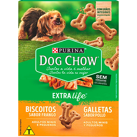 Biscoito Dog Chow Extra Life Para Cães Adultos Porte Mini e Pequeno Sabor Frango