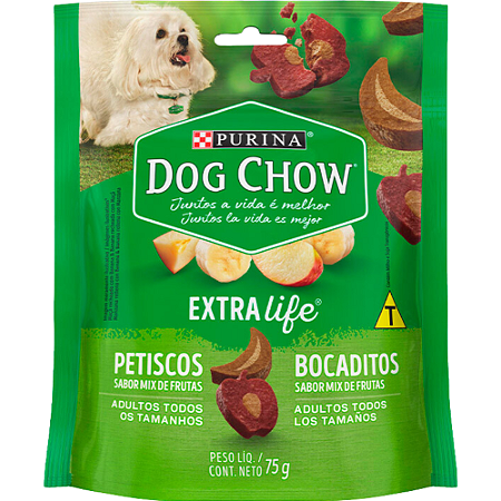 Petisco Dog Chow Extra Life Para Cães Adultos Sabor Mix de Frutas - 75 g