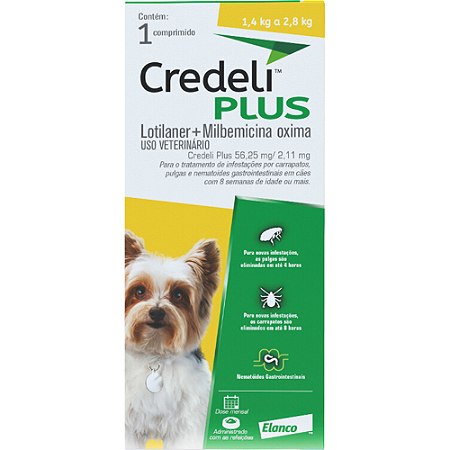 Credeli Plus 56,25 mg Para Cães de 1,4 a 2,8 Kg - 1 Comprimido
