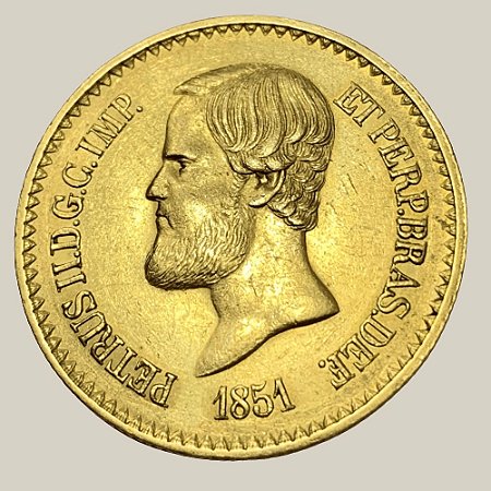Moeda de Ouro de 20.000 Réis, Brasil Império - Ano: 1851 - Imperador Pedro II