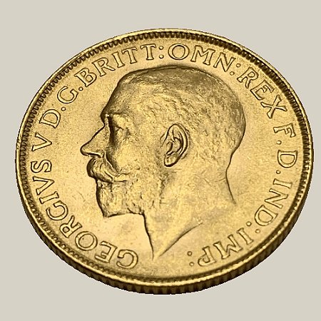 Moeda de Ouro de 1 Sovereign, Índia-Britânica - Ano: 1918 I - Rei Jorge V