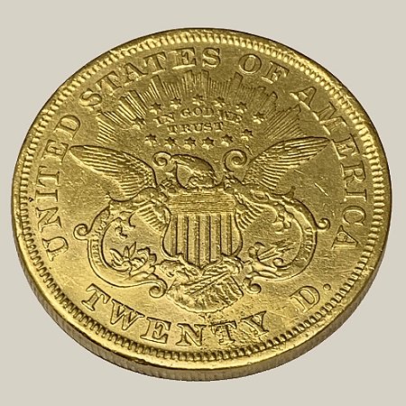 Moeda de Ouro de 20 Dollars (Double Eagle), USA, 1870, Pres. Grant