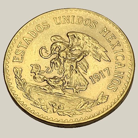 Moeda de Ouro de 20 Pesos, México - Ano: 1917 - Calendário Asteca - Presidente Carranza