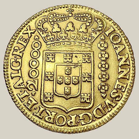 Moeda de Ouro de 20.000 Réis (Famoso Dobrão), Brasil Colônia - Ano: 1726 M - Imperador João V
