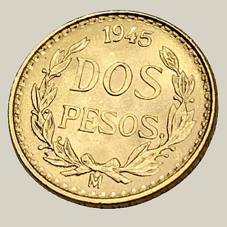 Moeda de Ouro de 2 Pesos, México - Ano: 1945