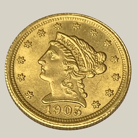 Moeda de Ouro de 2½ Dólares, EUA - Ano: 1905 - Presidente Theodore Roosevelt, Jr.